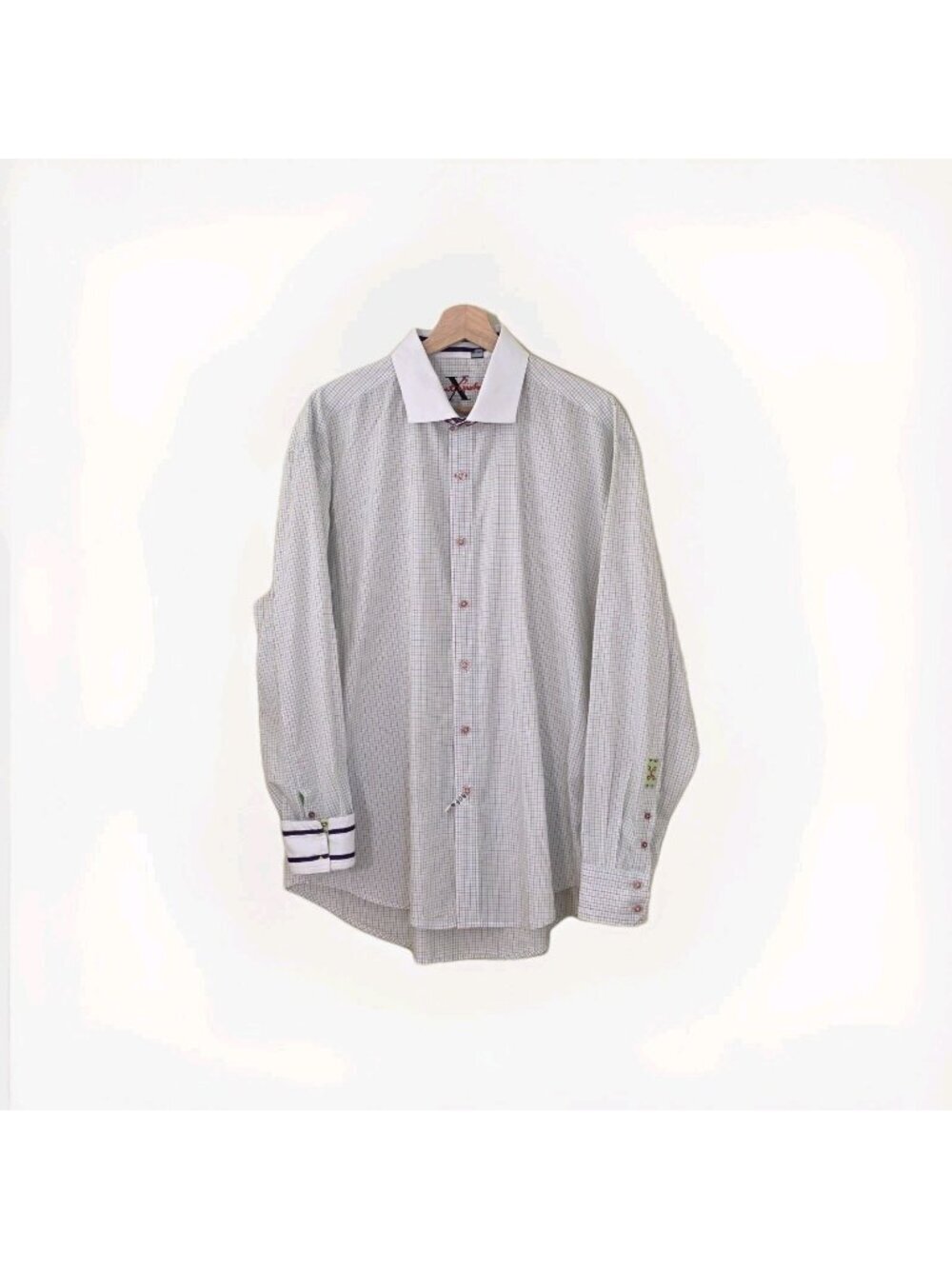 Robert Graham X Collection Shirt Mens 2XL Plaid Contrast Collar Cuff Cotton Edgy